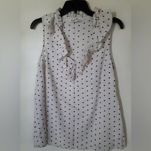 Okd Navy Polka Dot Sleeveless ruffle top size xs